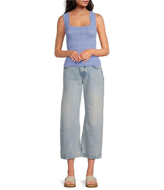 Free People Love Letter Jacquard Floral Square Neck Sleeveless Wide Strap Cami Top Product Image