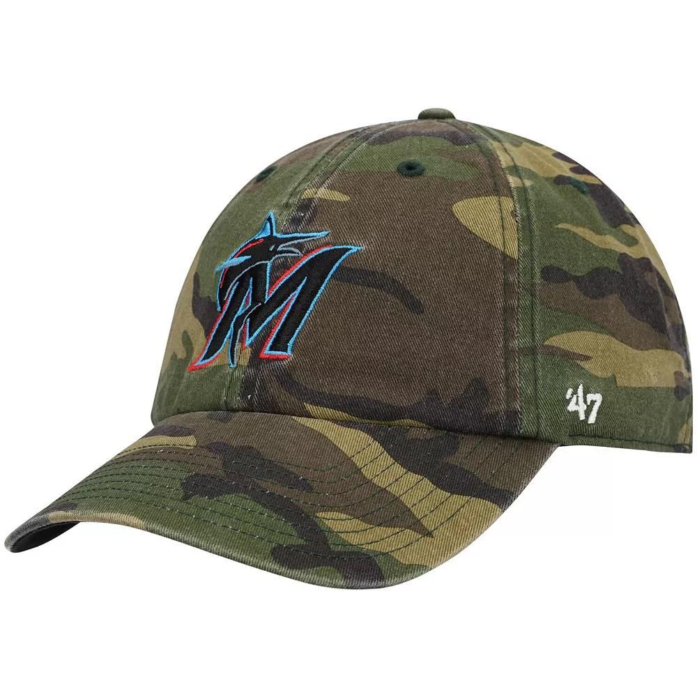 Men's '47 Camo Miami Marlins Team Clean Up Adjustable Hat, Green Product Image