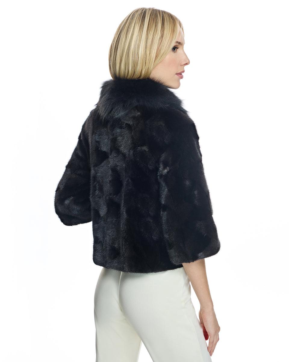 Mink Sections Jacket with Fox Sections Collar Product Image