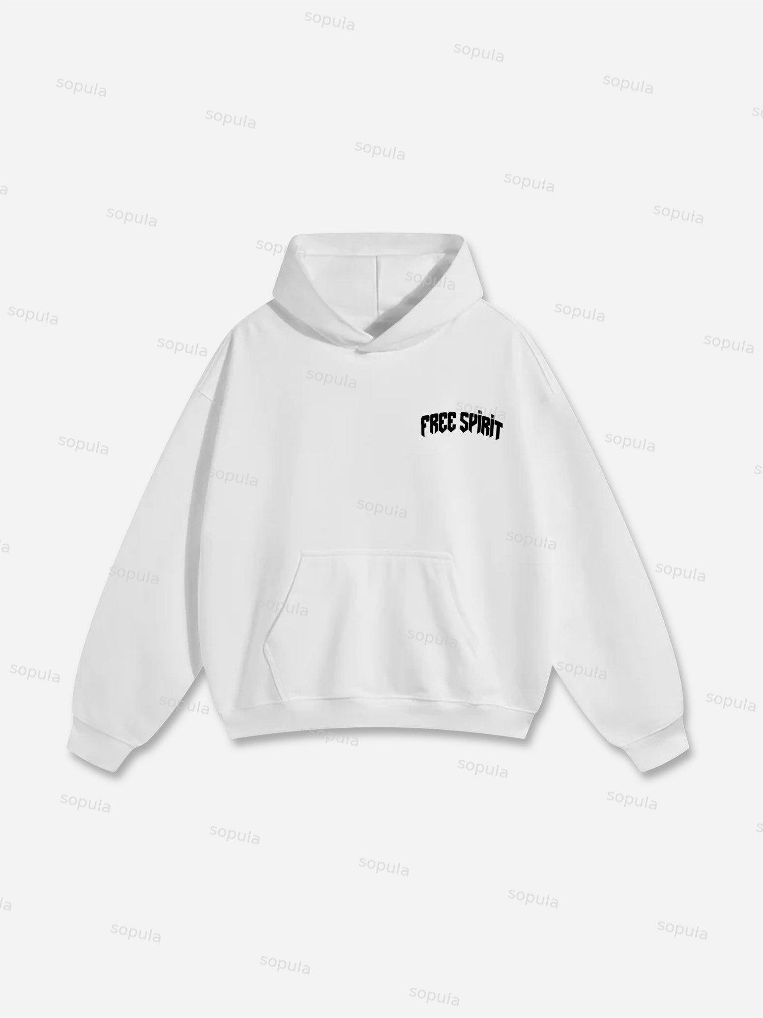 Free Spirit Mask Lips Graphic Cotton Hoodie Product Image