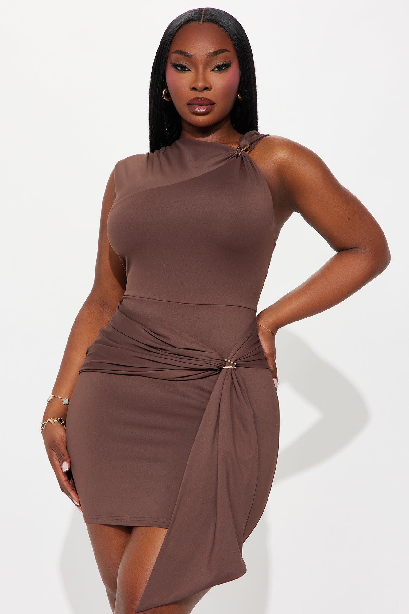 Moonlight Kiss Mini Dress - Chocolate Female Product Image