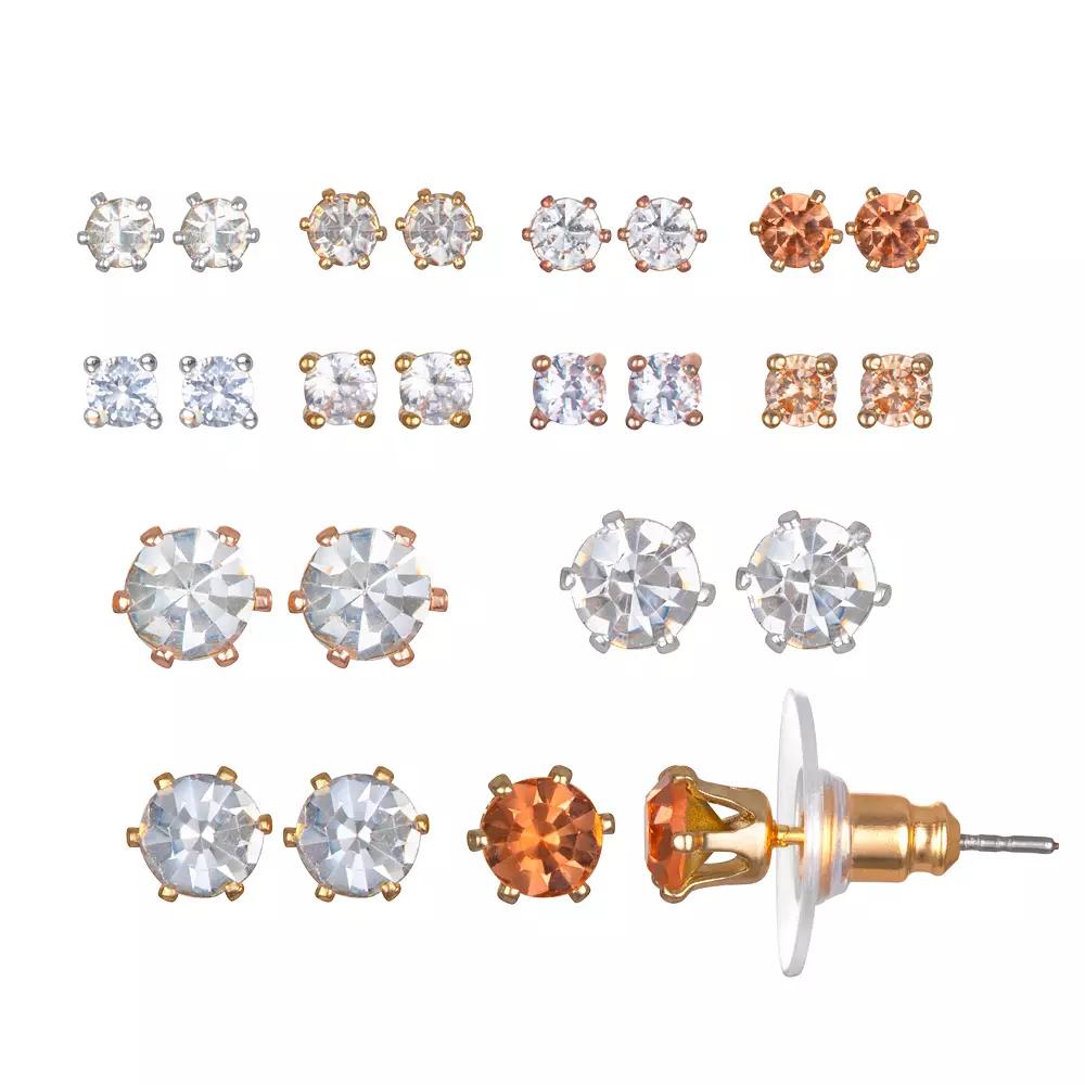 LC Lauren Conrad Tri Tone Stud Earring Set, Women's, Multi Product Image