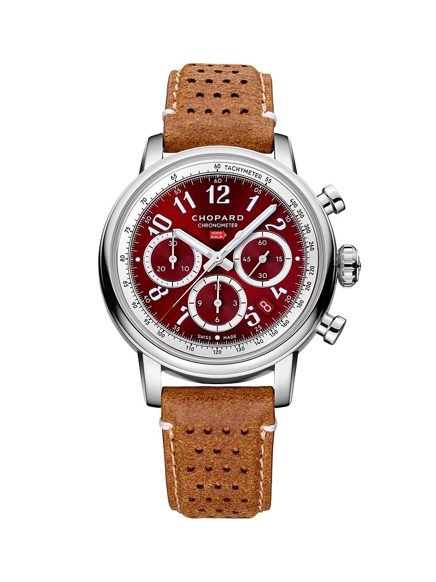 Mens Classic Racing Stainless Steel & Leather Watch Product Image