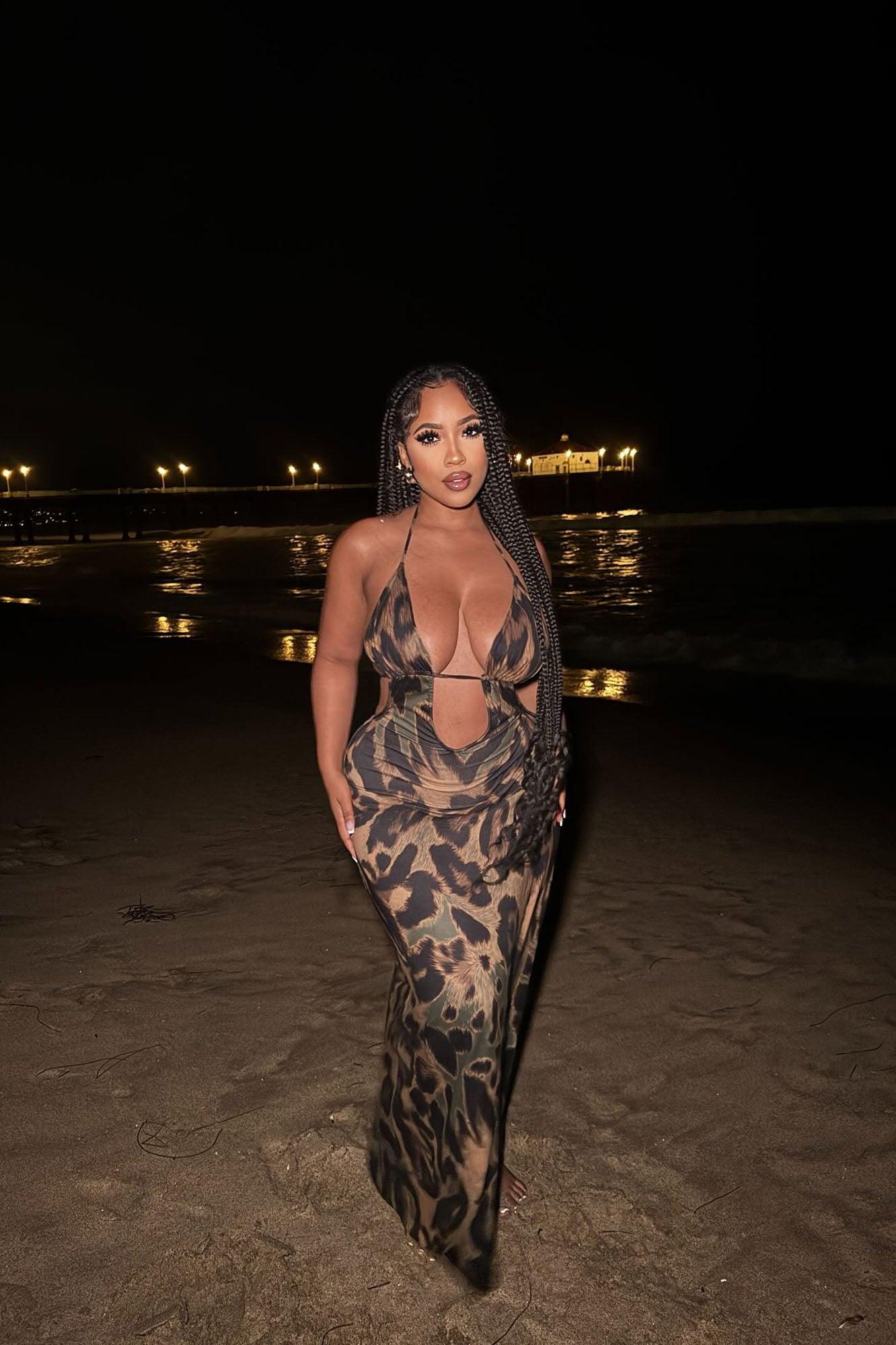 Tulum Nights Leopard Maxi Dress - Brown Combo Product Image