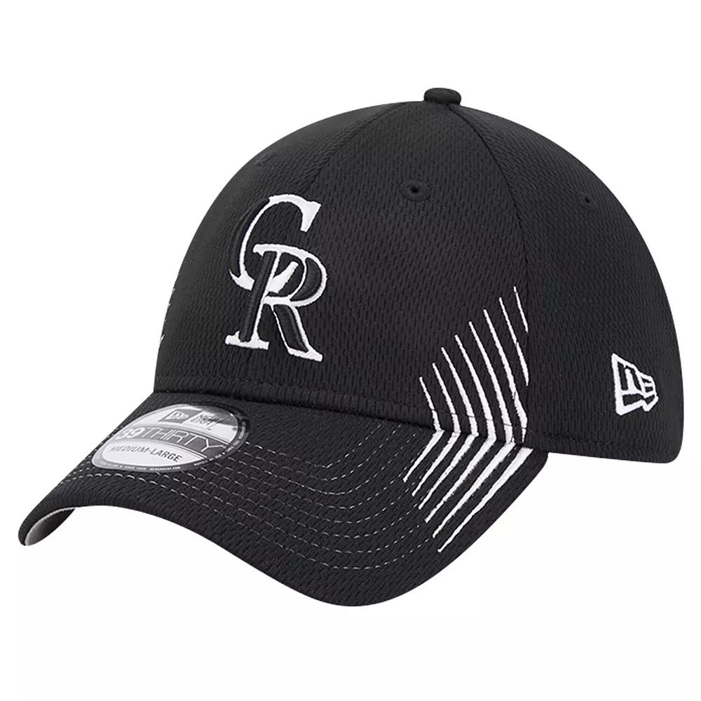 Men's New Era Black Colorado Rockies Active Dash Mark 39THIRTY Flex Hat,  Product Image