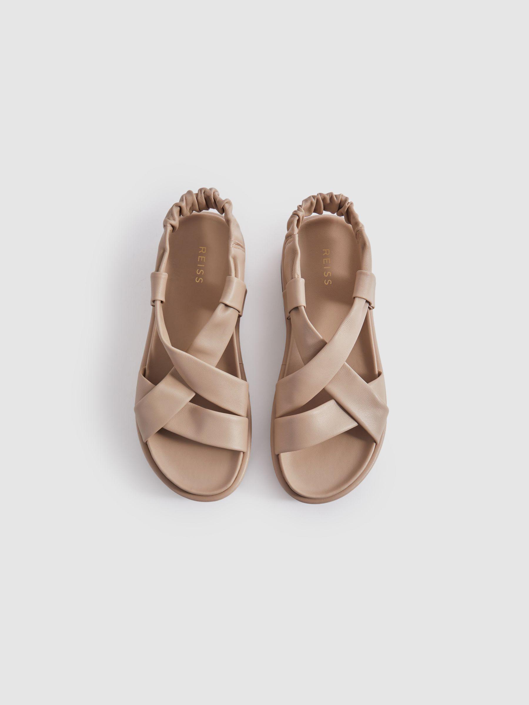 Chunky Platform Leather Sandals in Nude Product Image