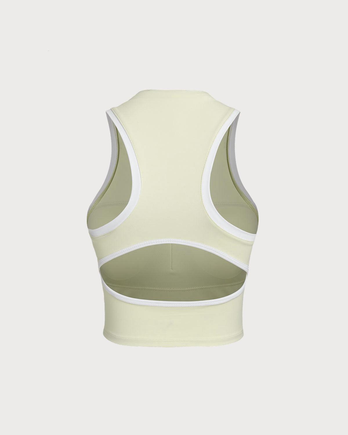Apricot Round Neck Zipper Yoga Tank Top - Light Support Product Image