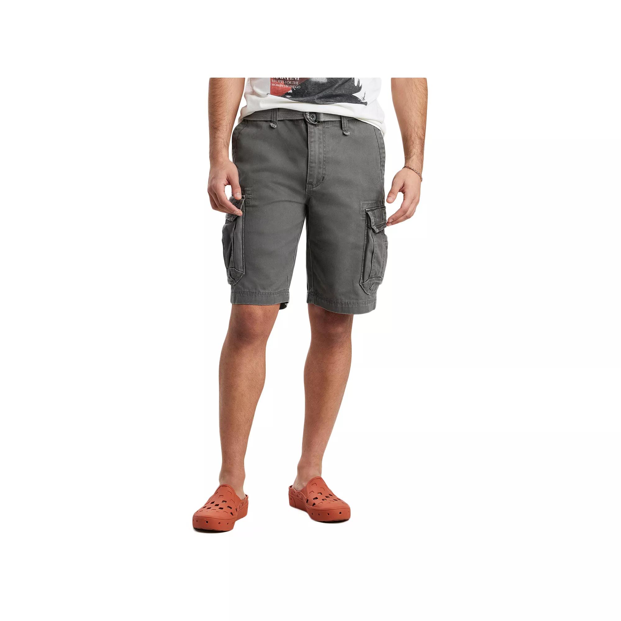Men's UNIONBAY 11" Survivor Belted Cargo Shorts, Size: 30, Gray Goose Product Image