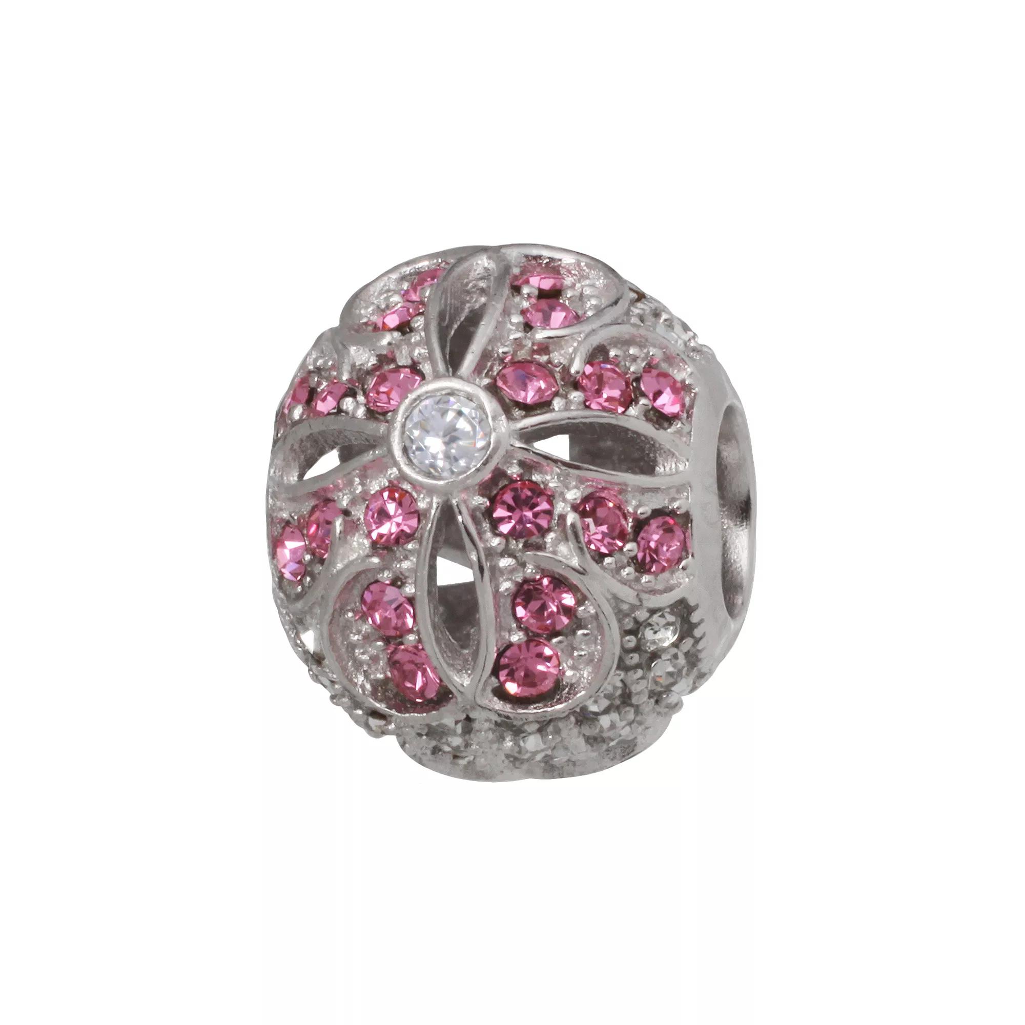 Individuality Beads Sterling Silver Crystal & Cubic Zirconia Flower Bead, Women's, Pink Product Image