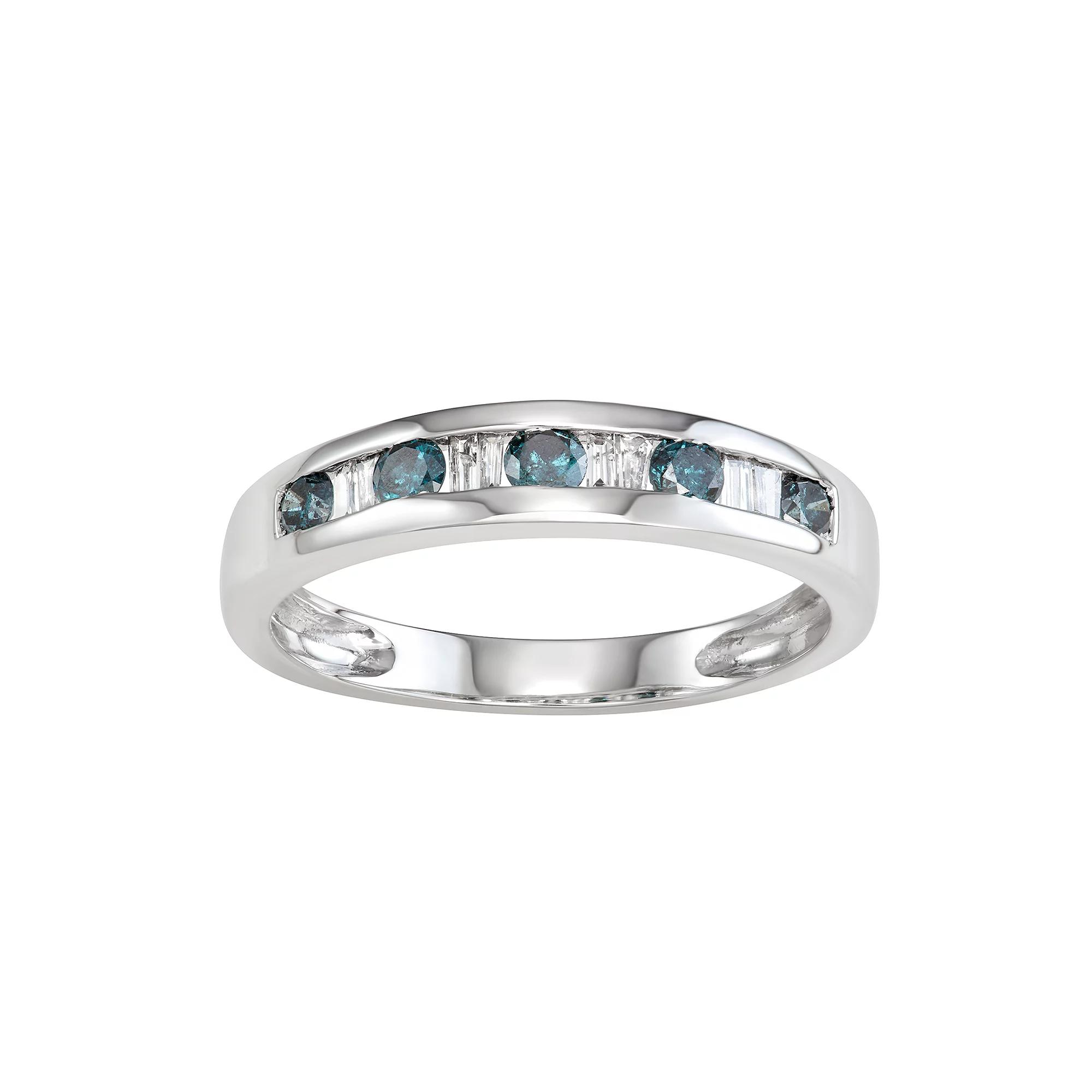 HDI 10k White Gold 3/8 Carat T.W. White & Blue Diamond Ring, Women's,  Product Image