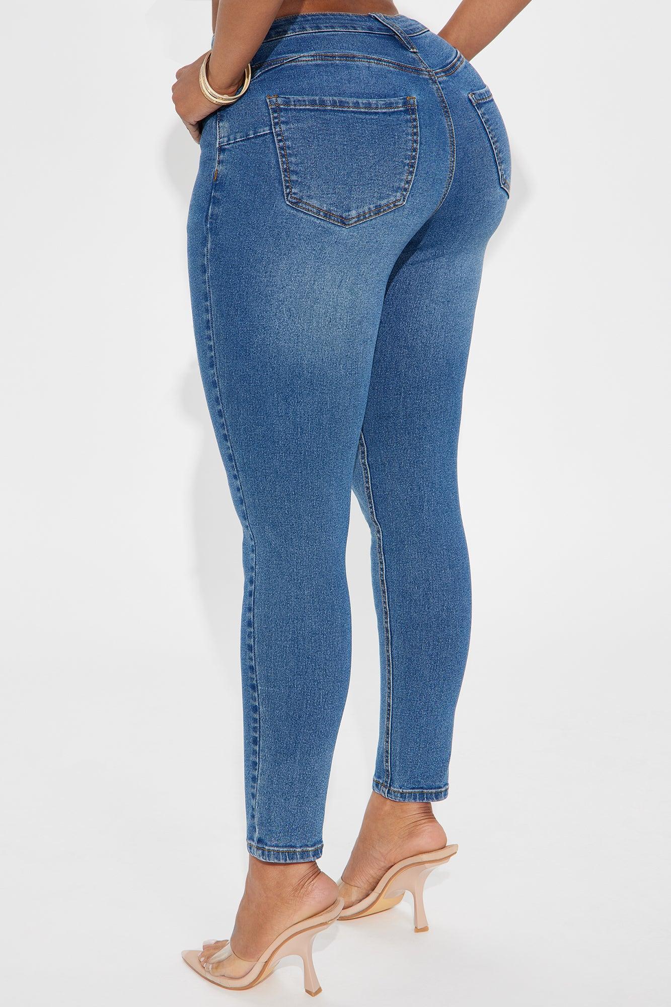 Vibe Check Curvy Stretch Ripped Skinny Jeans - Medium Wash Female Product Image