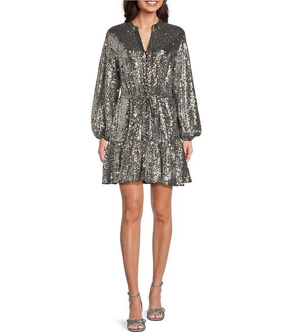 Alex Marie Wren Long Sleeve Sequin Dress Product Image