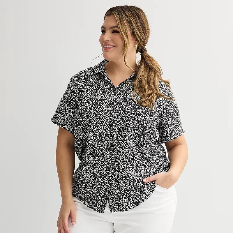 Plus Size Croft & Barrow Camp Shirt, Womens Product Image