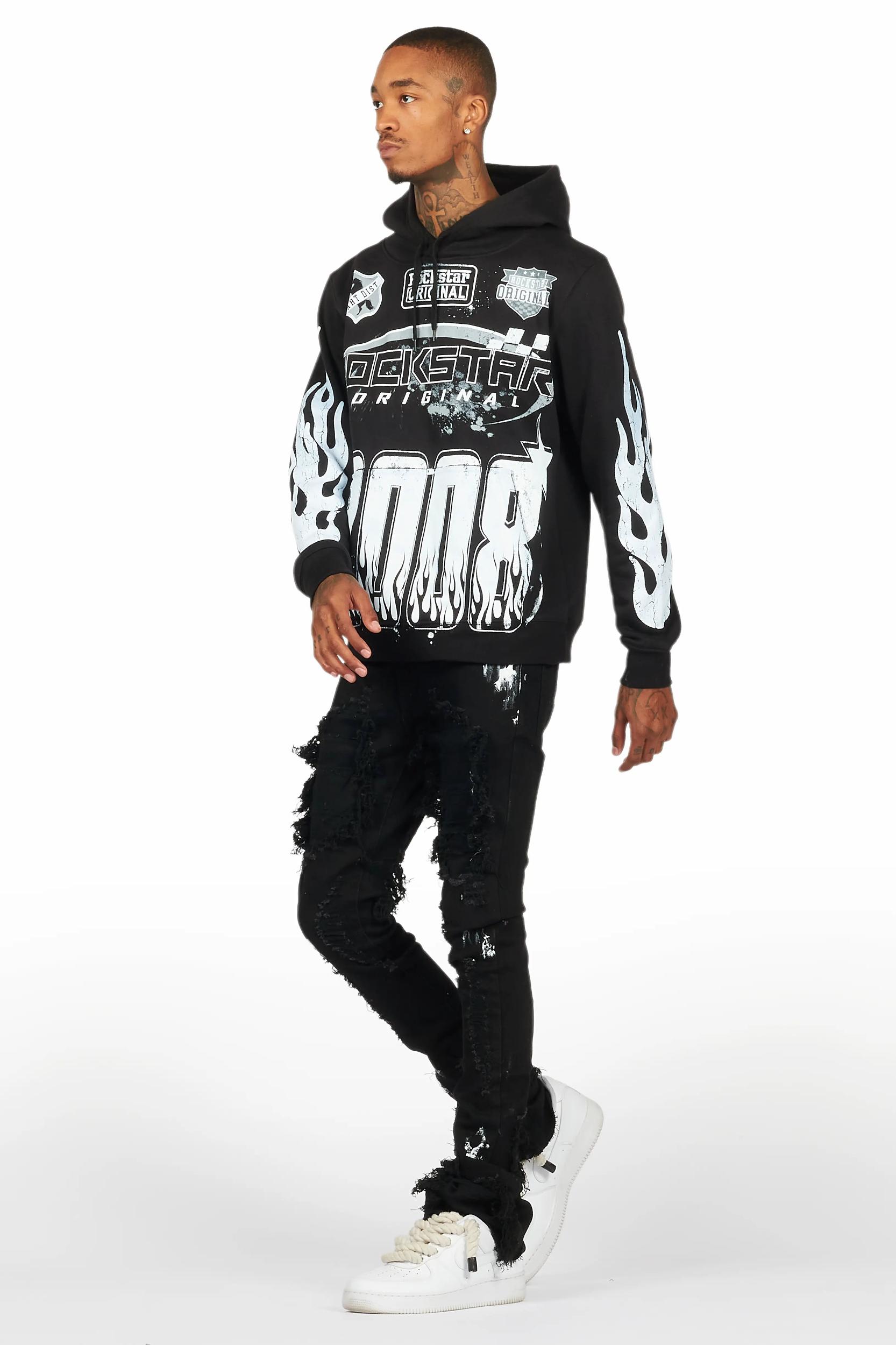 Amos Black Hoodie/Stacked Jean Bundle Male Product Image