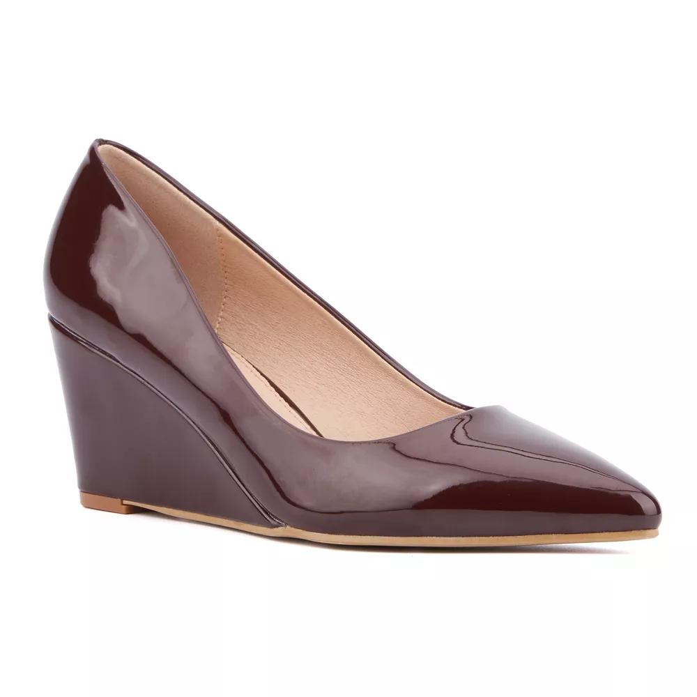 New York & Company Gwen Womens Wedge Heels Brown Patent Product Image