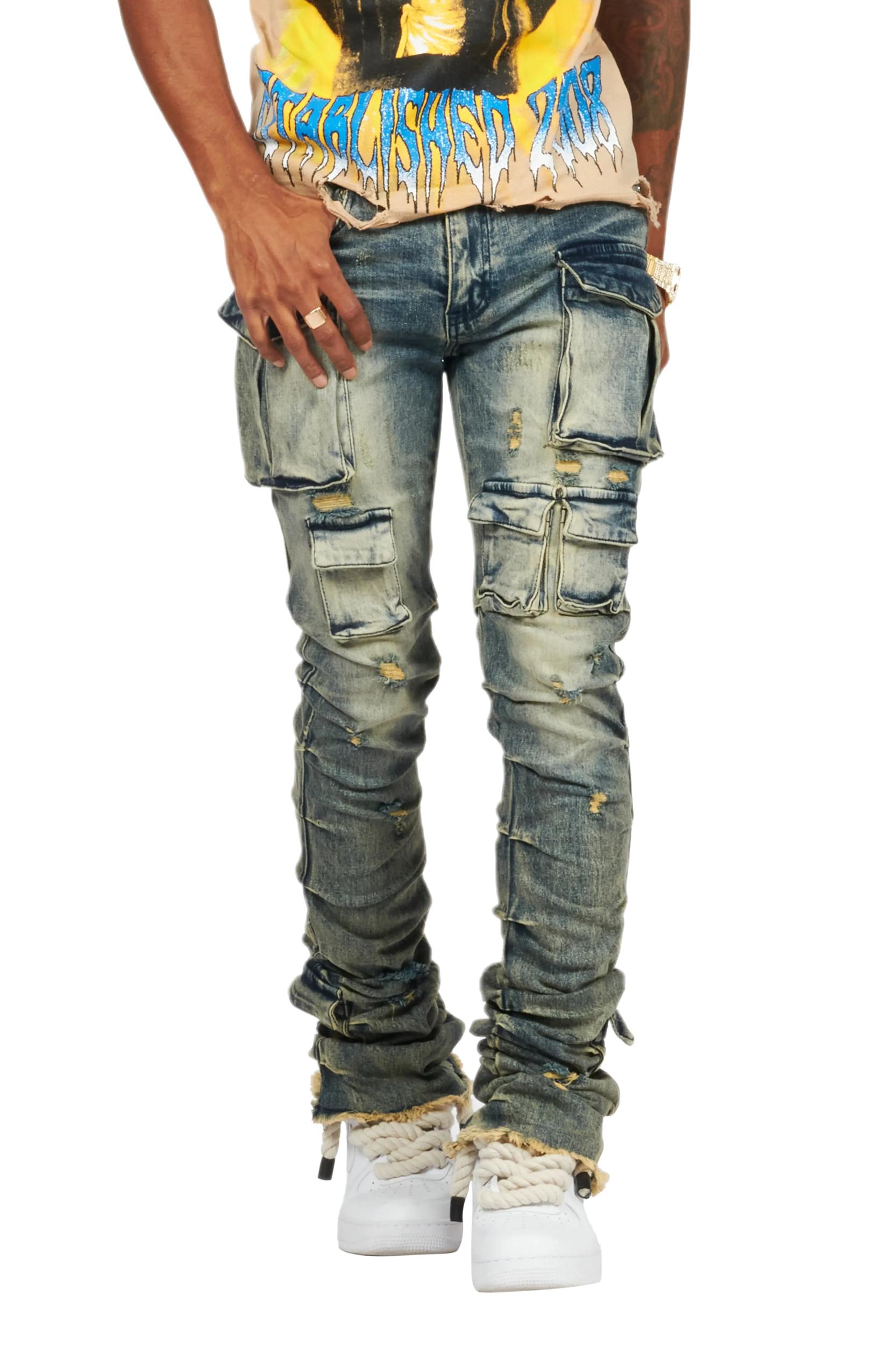 Gentry Tint Blue Stacked Flare Jean Male Product Image