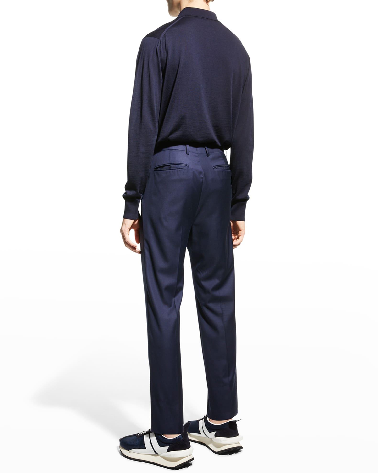 Men's Long-Sleeve Wool Polo Shirt Product Image