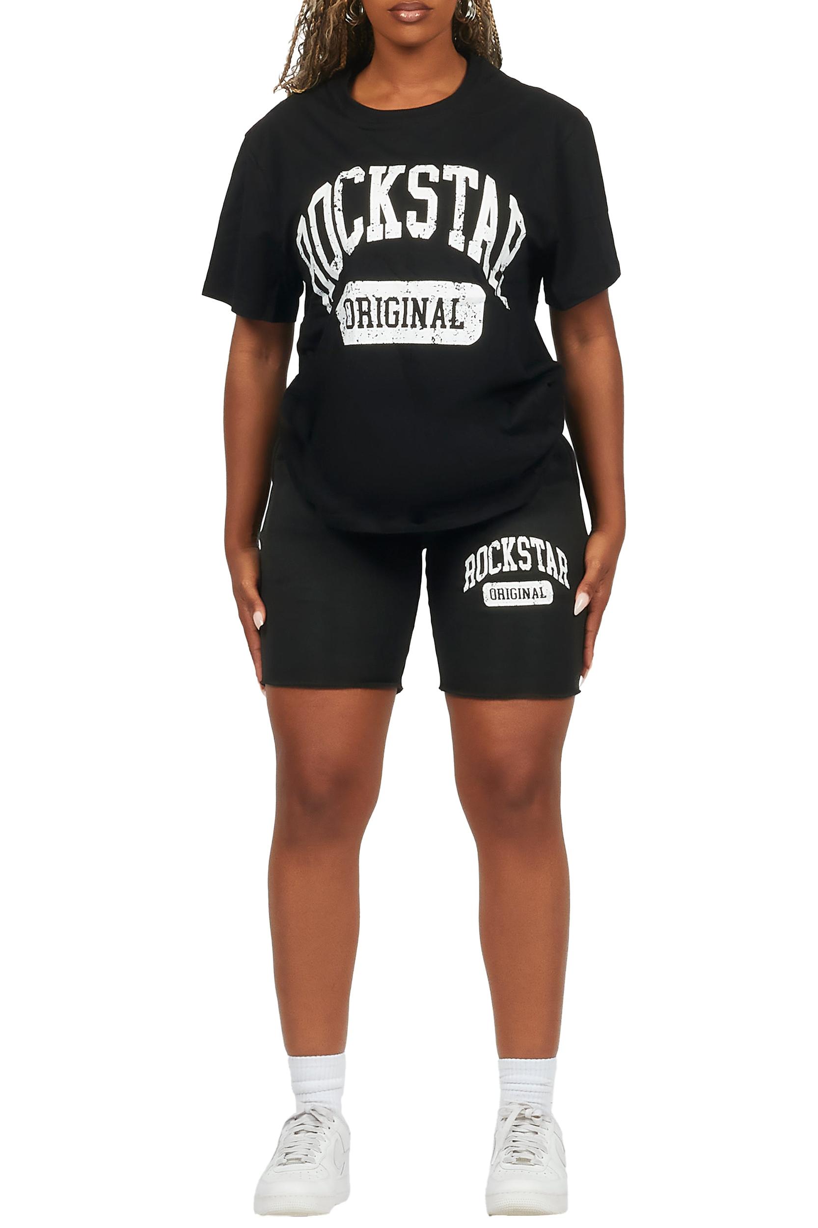 Javonuna Black T-Shirt Short Set Female Product Image