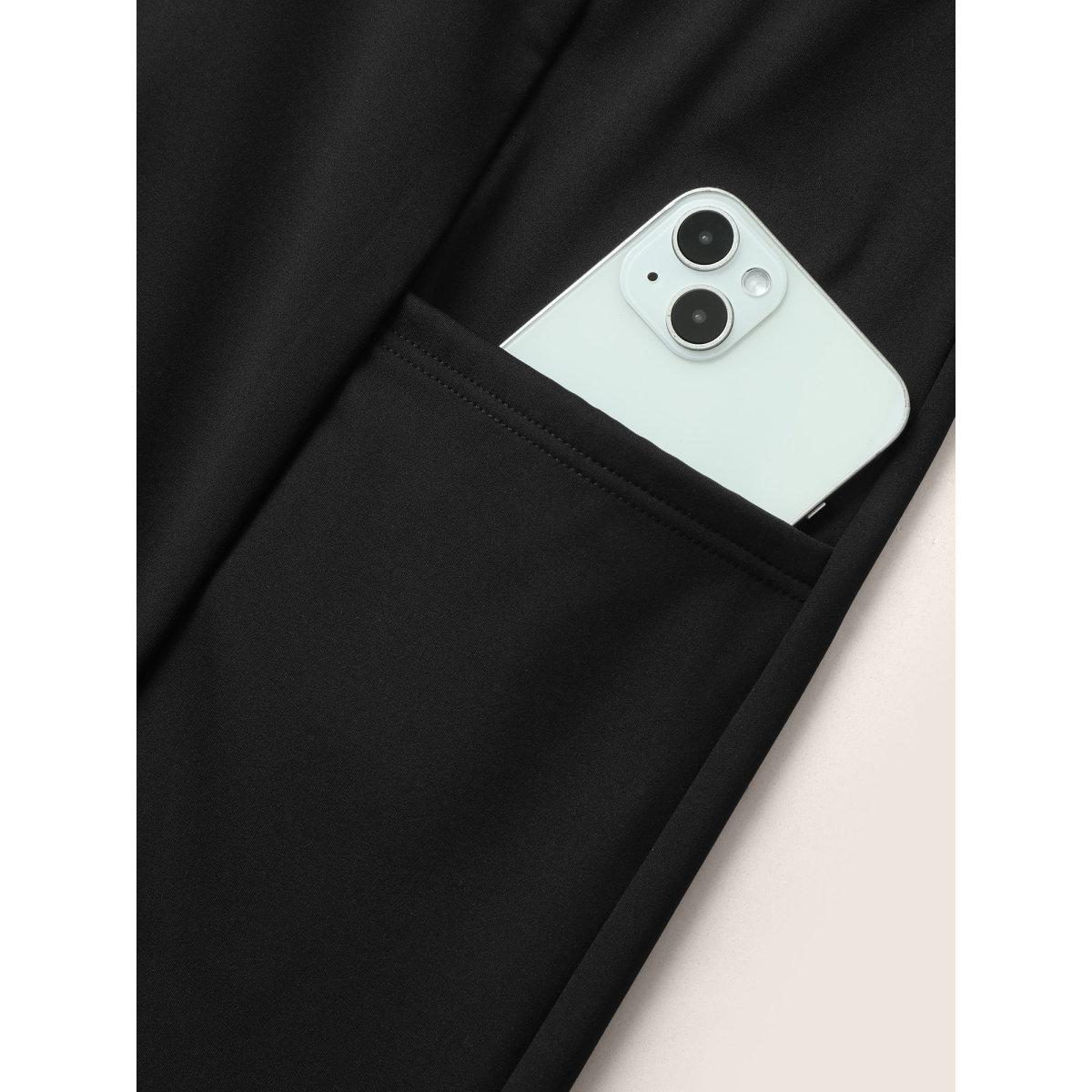 Plus Size High Rise Pocket Split Side Swim Bottom Women's Swimwear Black Resort Non High stretch Bodycon High Rise Slanted pocket Curve Swim Bottoms BloomChic 22-24/3X Product Image