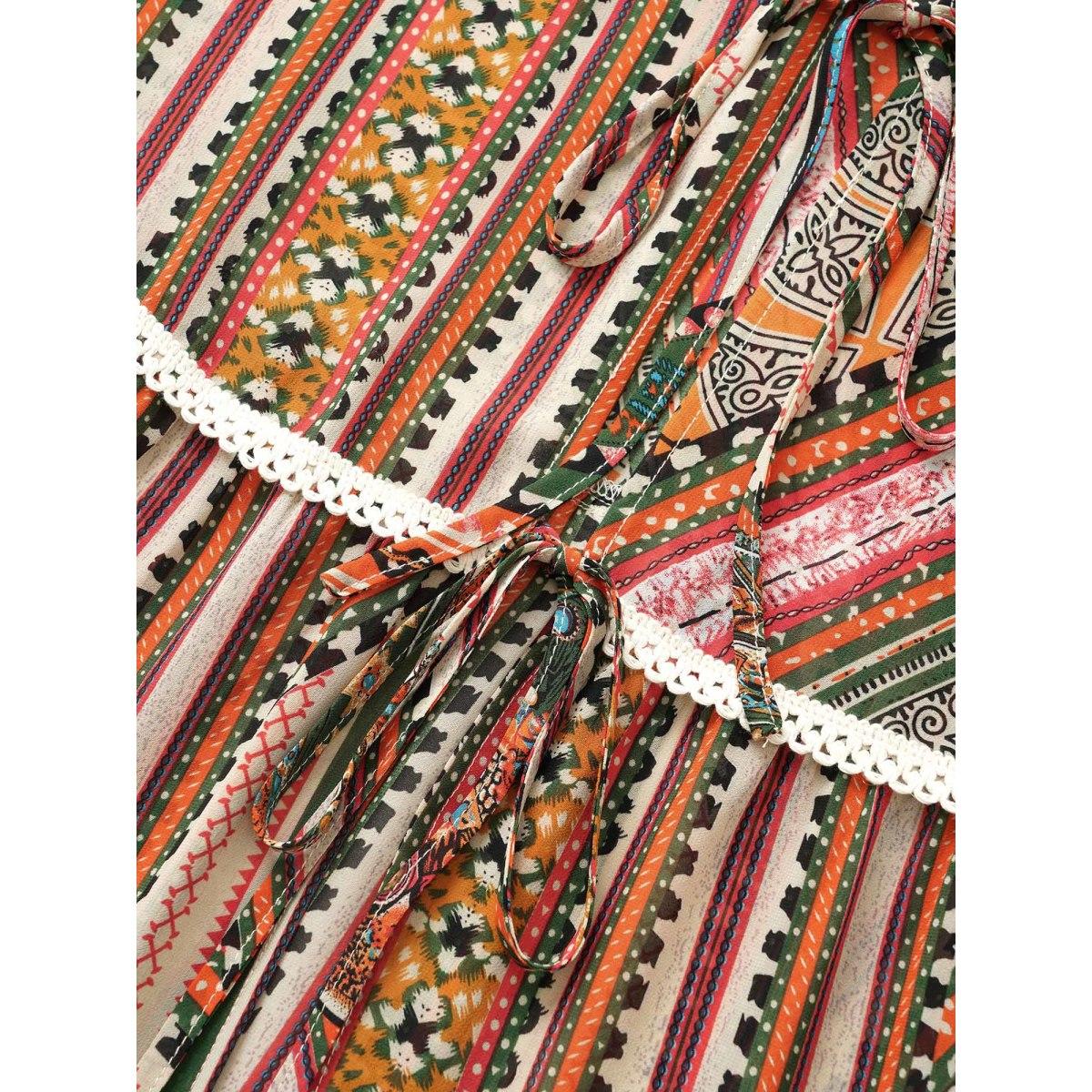 Plus Size Bandana Lace Patchwork Pocket Ties Kimono Women Turquoise Resort Non Vacation Kimonos BloomChic 18-20/2X Product Image