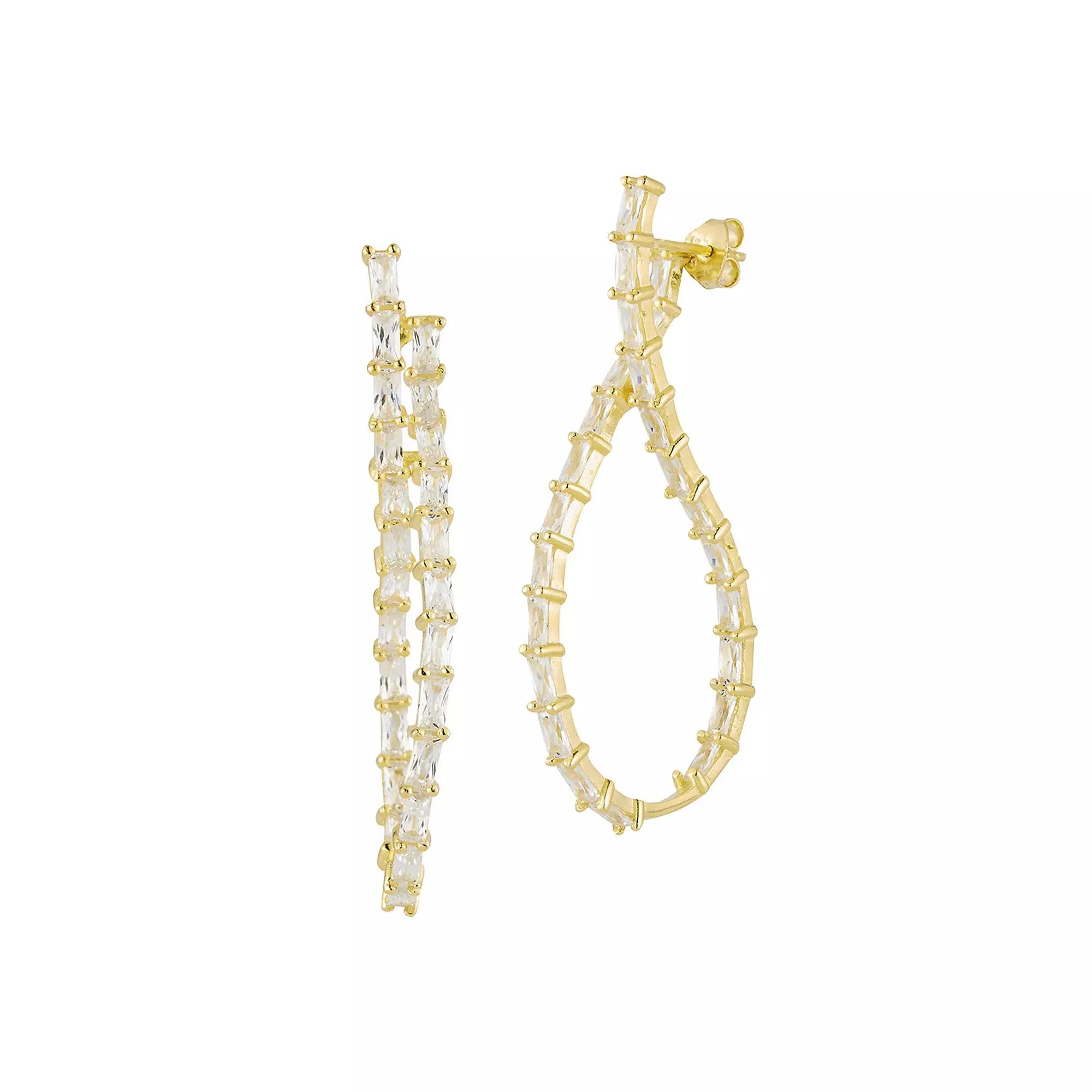 Sunkissed Sterling Cubic Zirconia Statement Hoop Earrings, Women's, Gold Tone Product Image