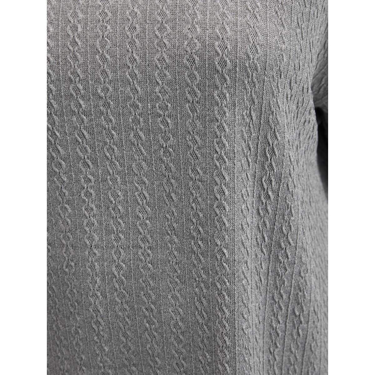 Plus Size Solid Drop Shoulder Textured Hooded Sweatshirt Women DarkGray Casual Plain Hooded Dailywear Sweatshirts BloomChic 22-24/3X Product Image