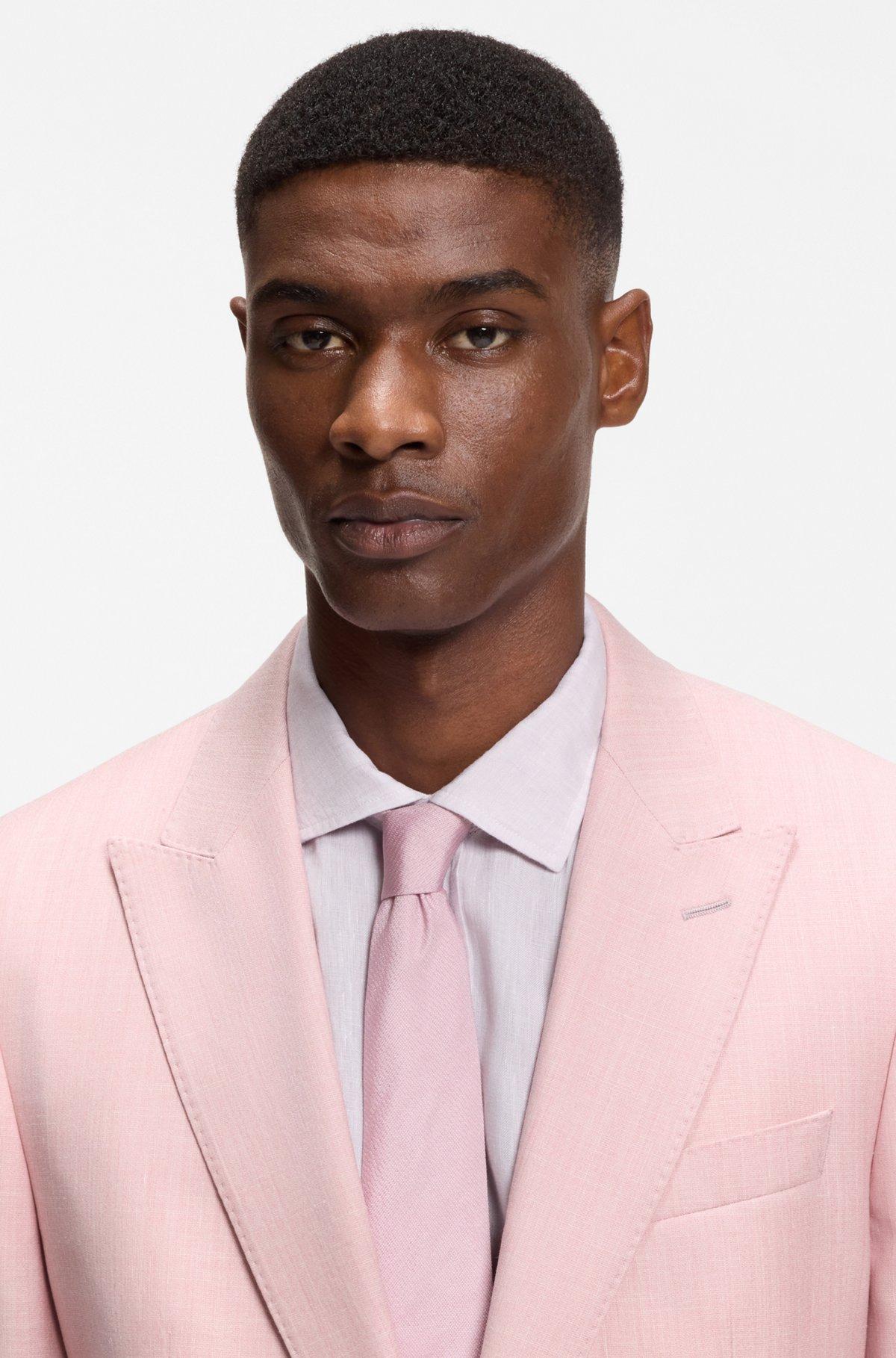 Slim-fit jacket in virgin wool, silk and linen Product Image