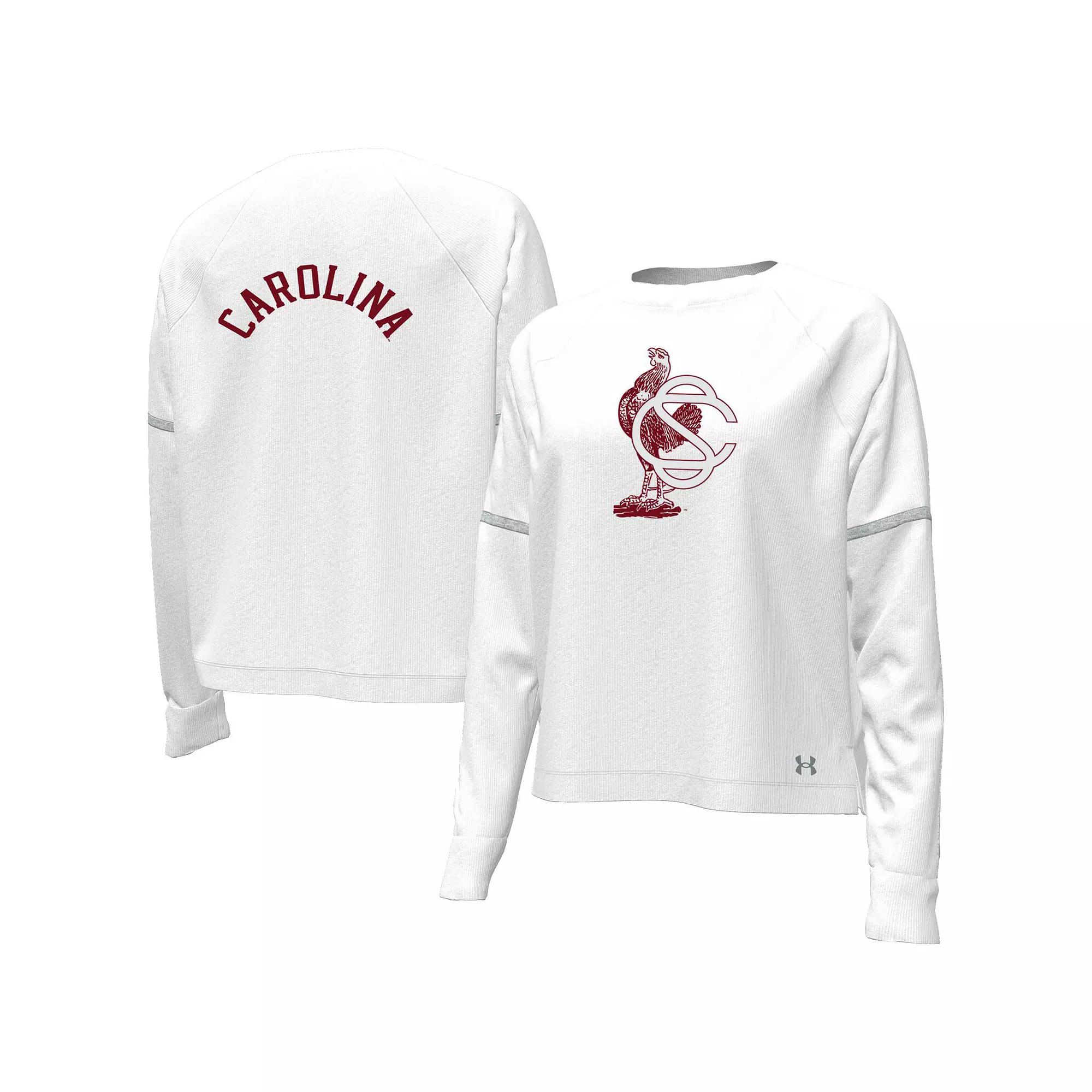 Women's Under Armour White South Carolina Gamecocks Gameday Double Knit Pullover Sweatshirt,  Product Image