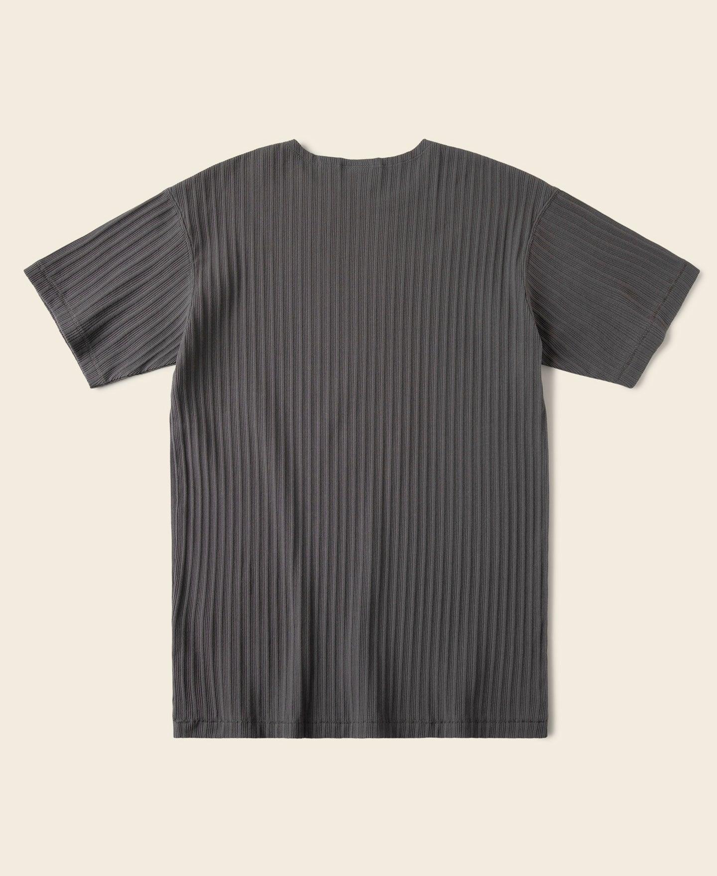 1950s Ribbed Cotton and Spandex-Blend T-Shirt - Dark Gray Product Image