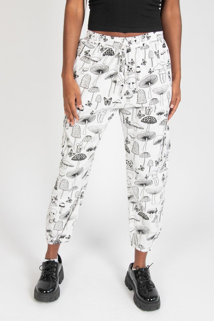 Black & White Mushroom Print Joggers Product Image