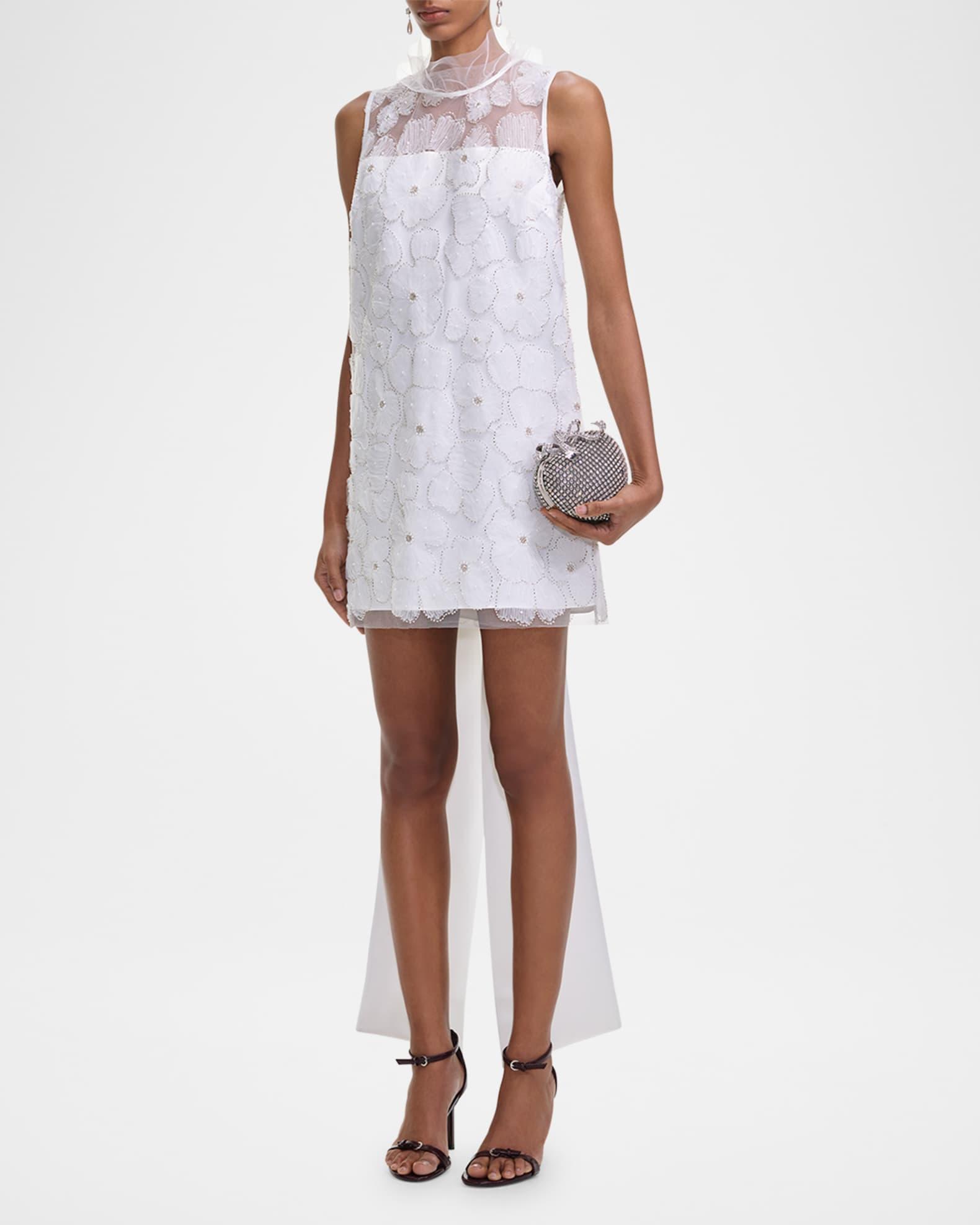 Embellished Tulle Satin Bow Mini Dress Product Image