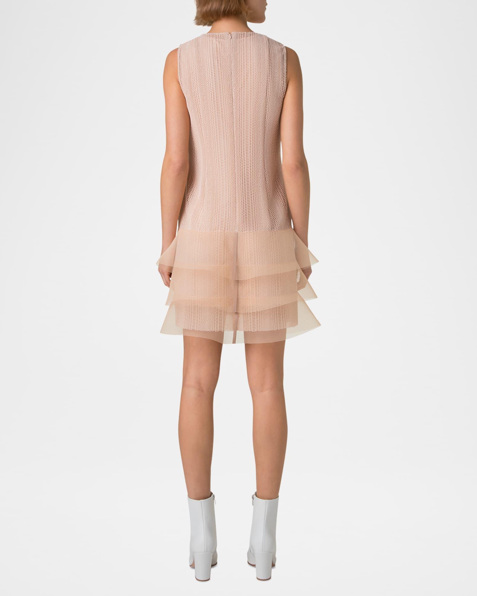 Tiered Ruffle Embroidered Sleeveless Mini Dress Product Image