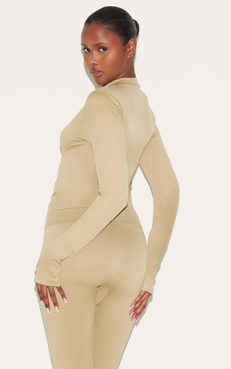 Olive Seamless Line Detail Fitted Jacket Product Image