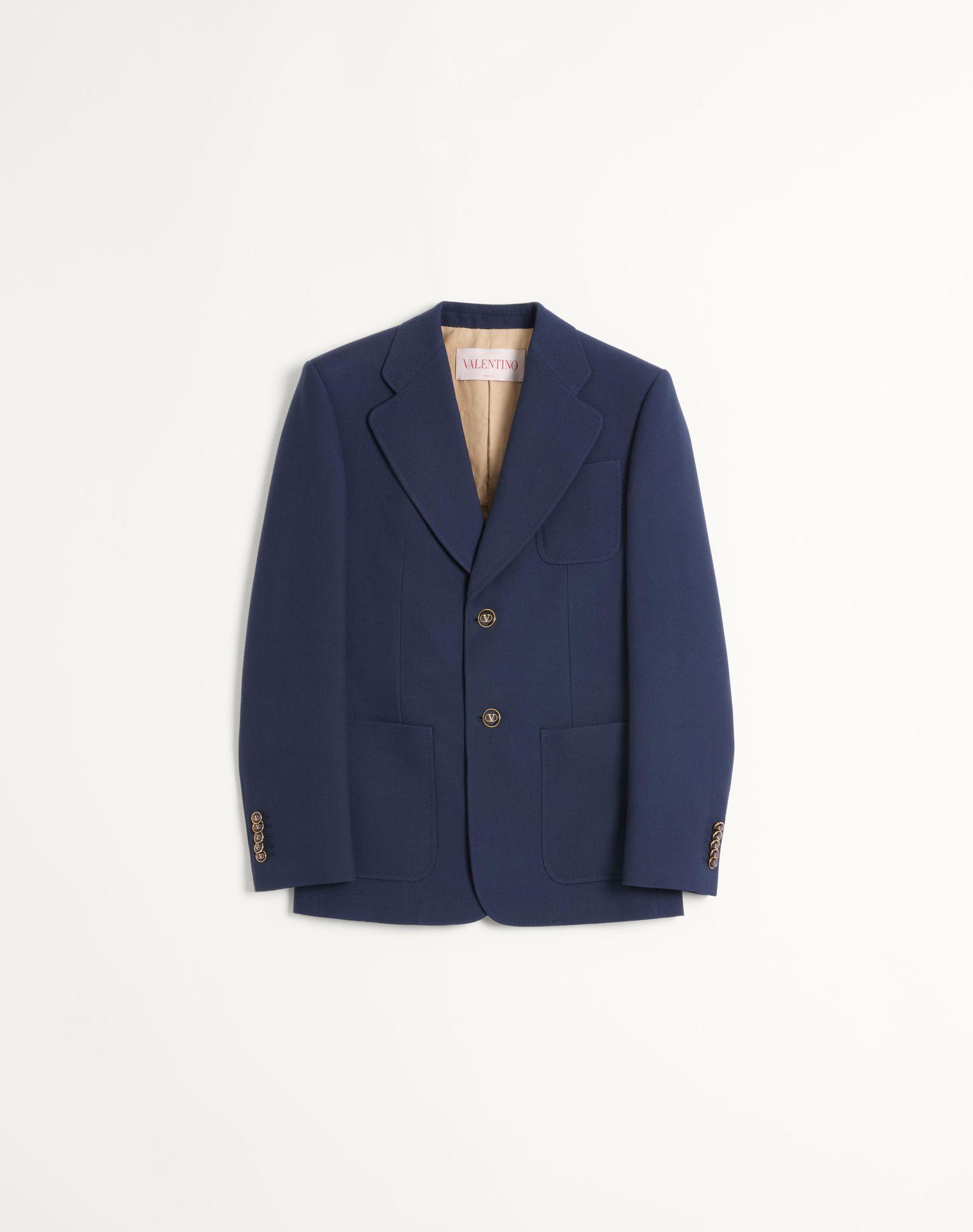 Single-Breasted Wool Gabardine Jacket Product Image
