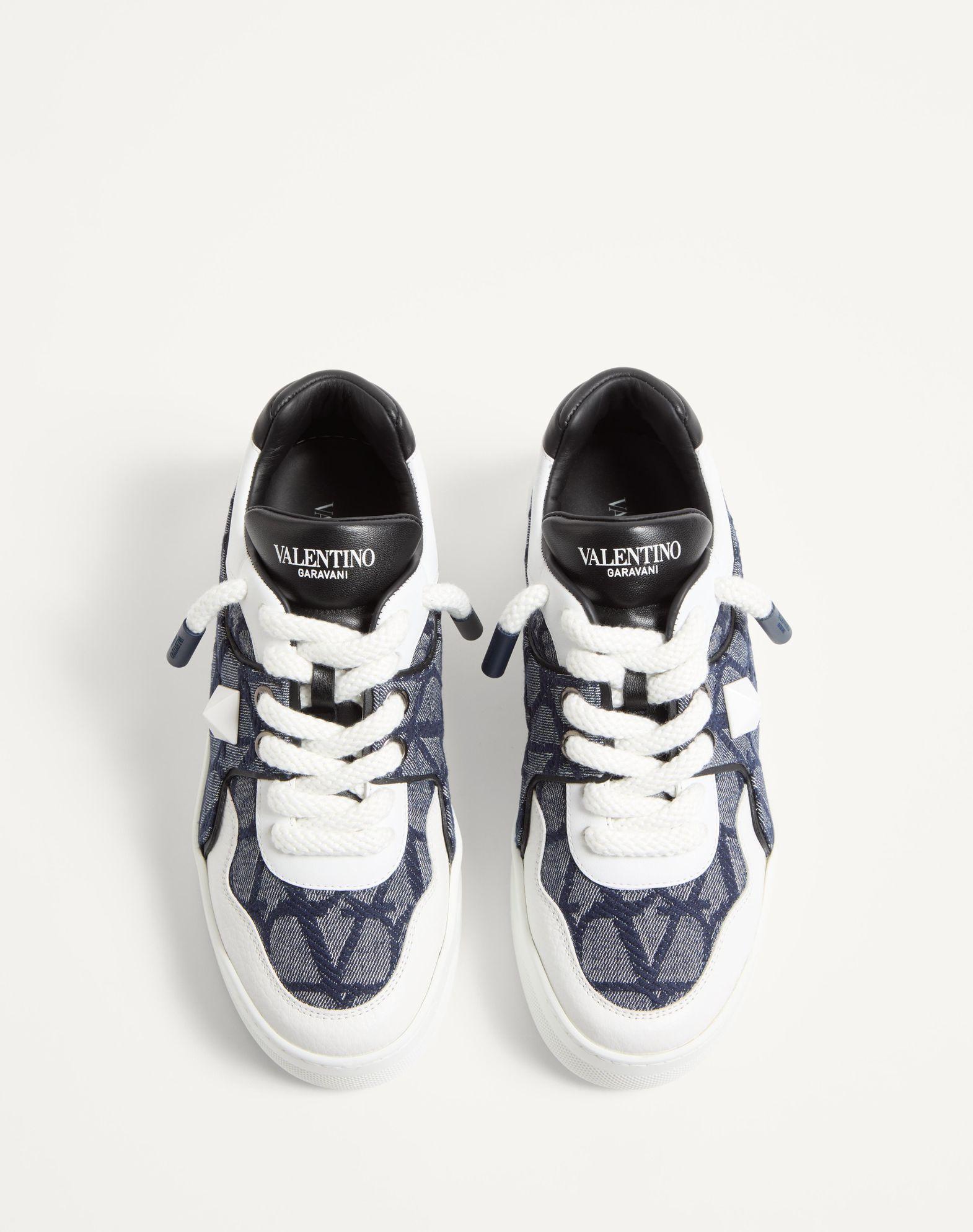 One Stud Xl Low-Top Sneaker In Denim-Effect Toile Iconographe Jacquard Fabric Product Image