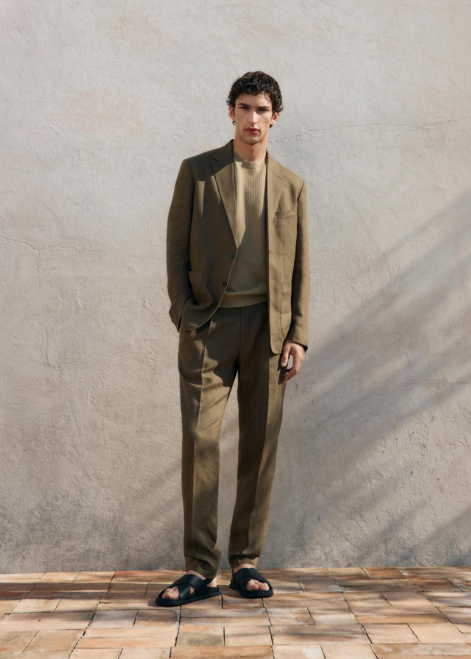 Salerno 100% Linen Slim Fit Suit Pants - Men | MANGO USA Product Image