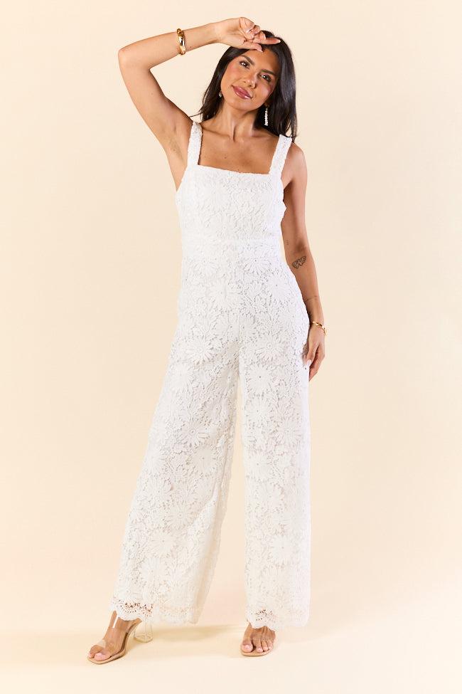 Pure Elegance White Lace Jumpsuit FINAL SALE Product Image