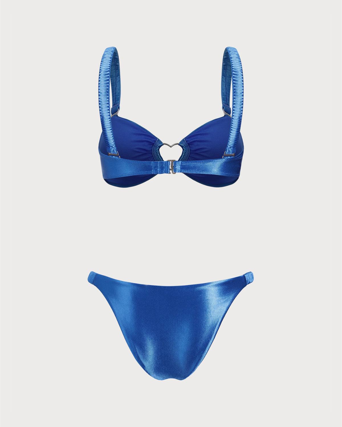 Blue O-Ring Cutout Bralette Bikini Set Product Image