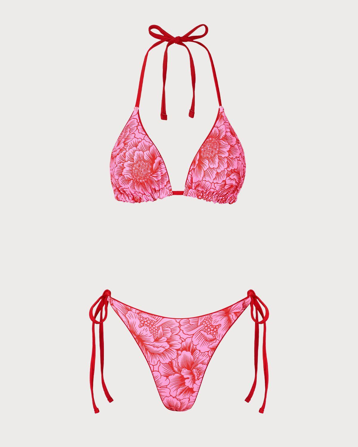 Red Floral Reversible Bikini Set Product Image