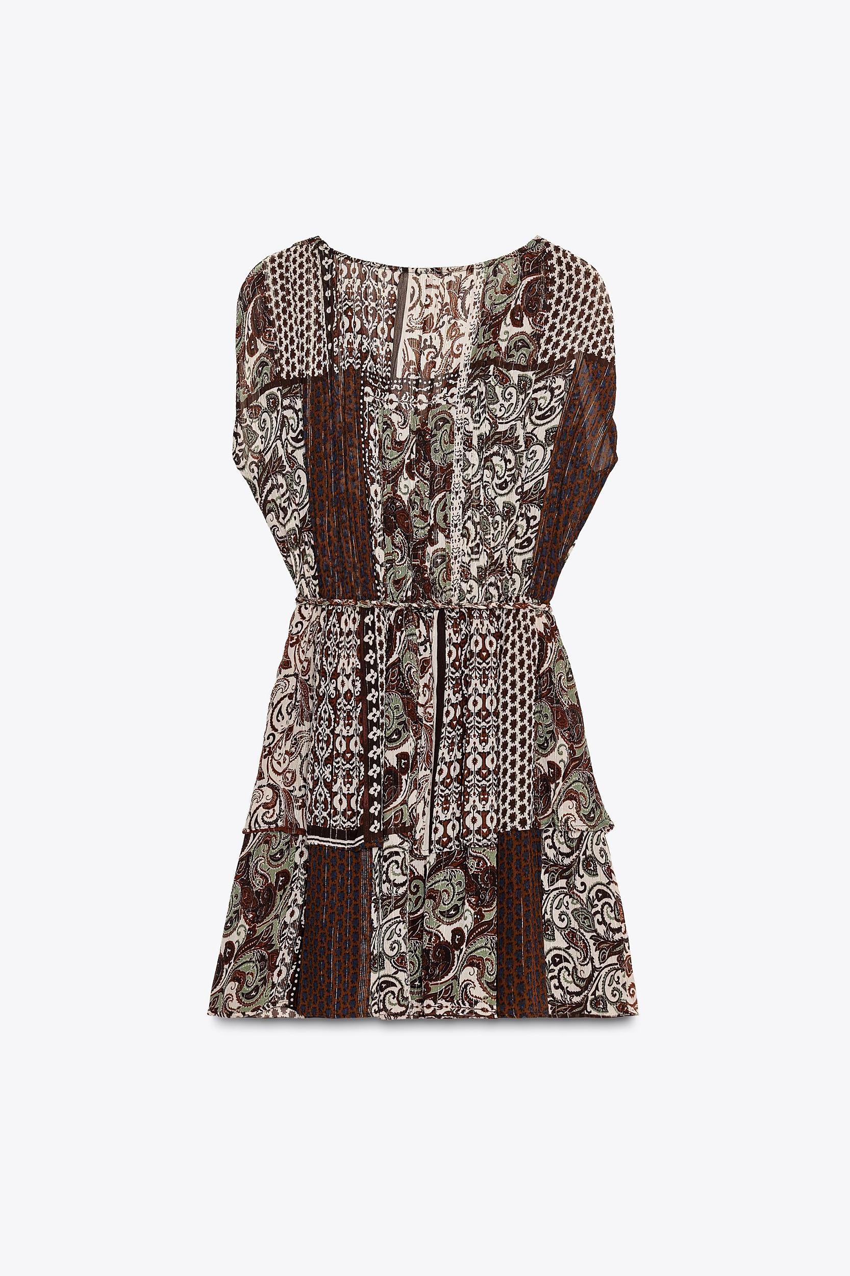 BEADED PRINTED METALLIC THREAD DRESS Product Image