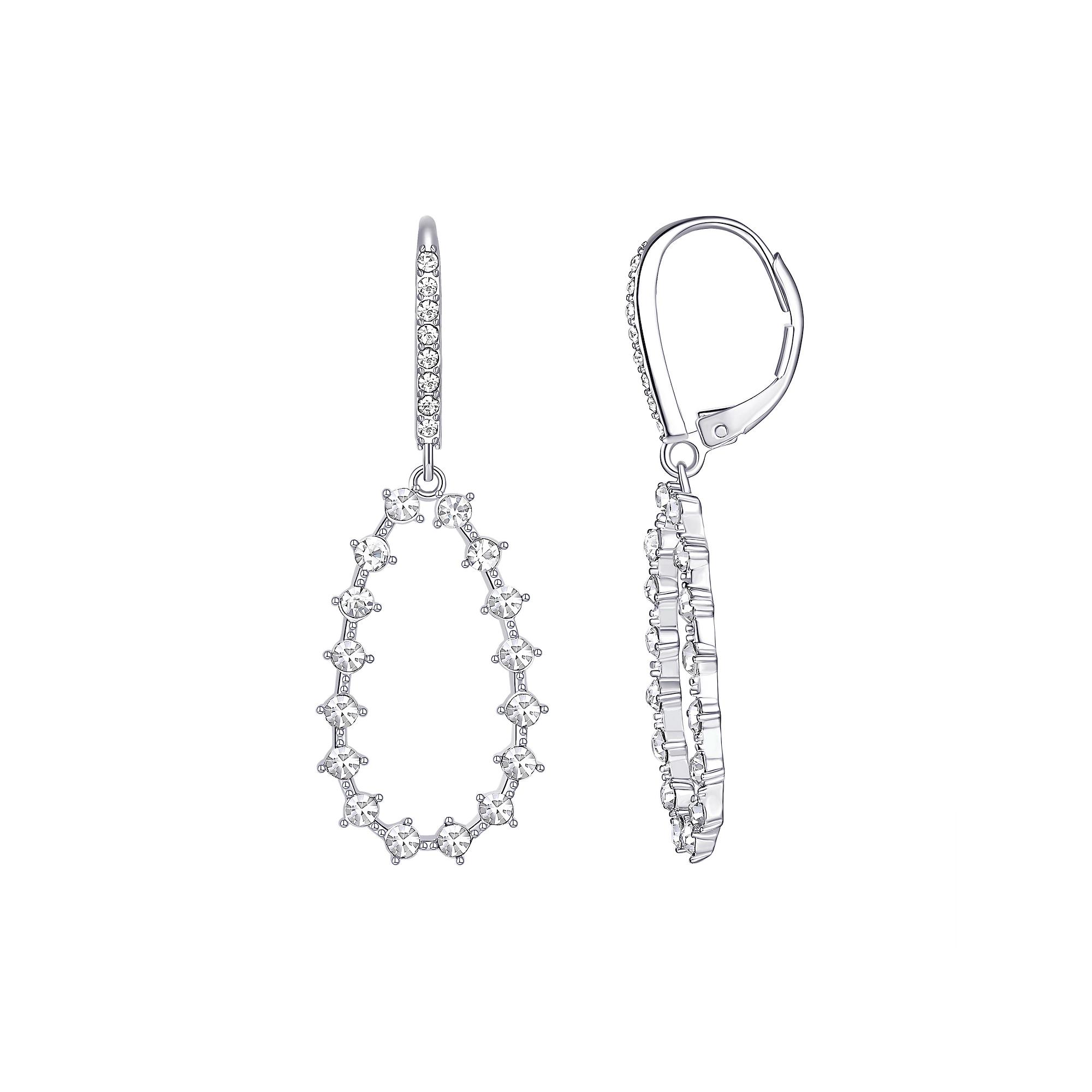 Chrystina Crystal Open Teardrop Leverback Dangle Earrings, Women's, Silver Tone Product Image