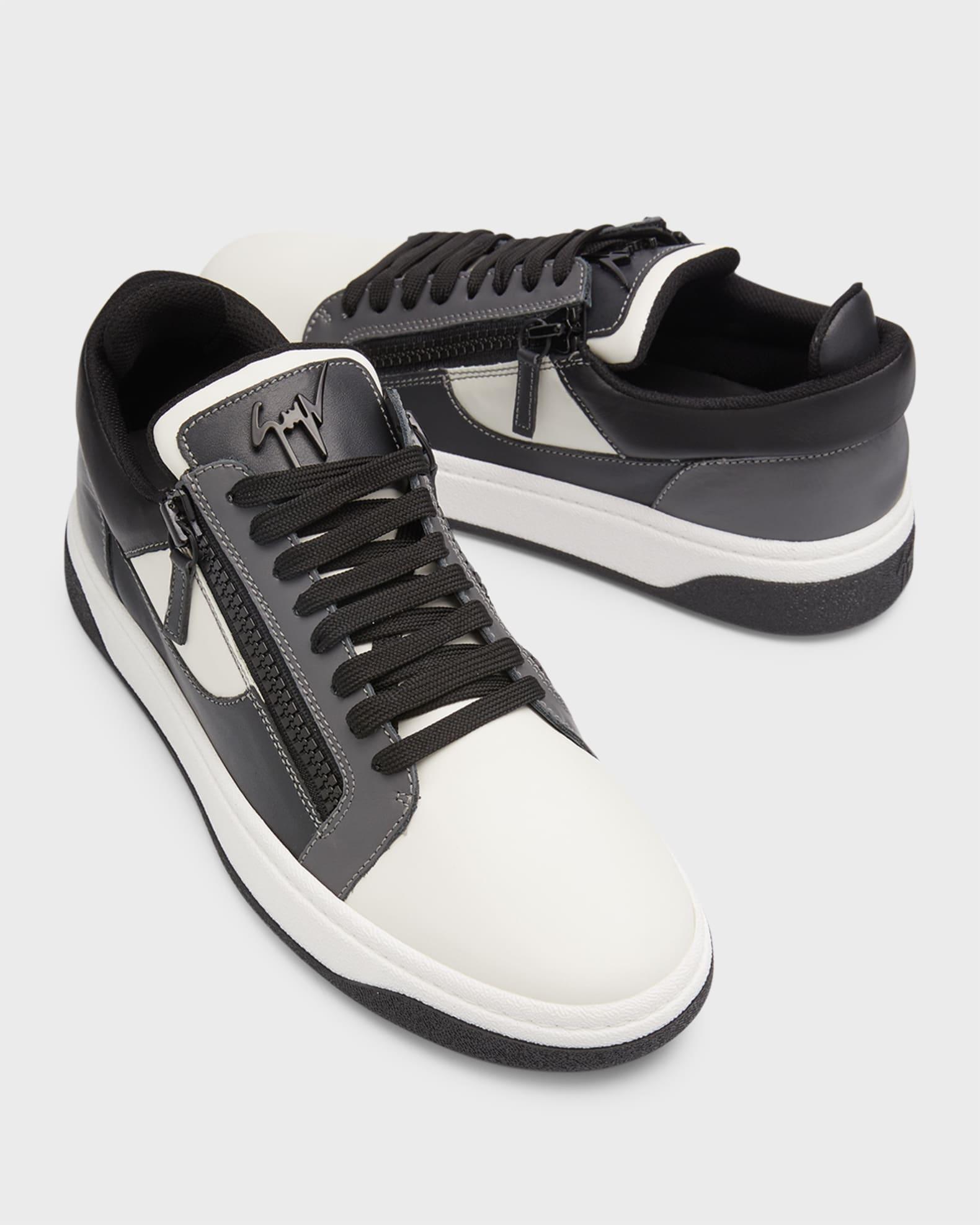 Men's Leather Low-Top Zip Sneakers Product Image