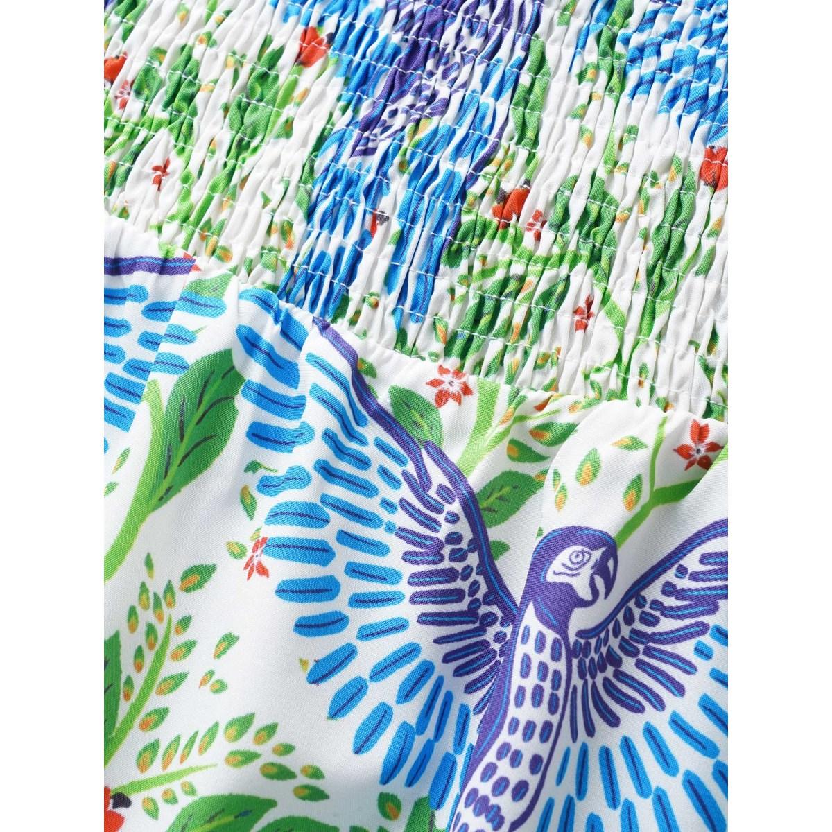 Plus Size Animal Print Shirred Pocket Cami Dress Blue Women Resort Shirred Non Sleeveless Curvy BloomChic 30/6X Product Image