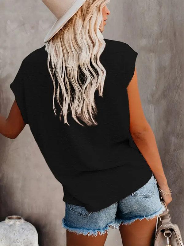 Loose Short Sleeves Solid Color Round-Neck T-Shirts Tops Product Image