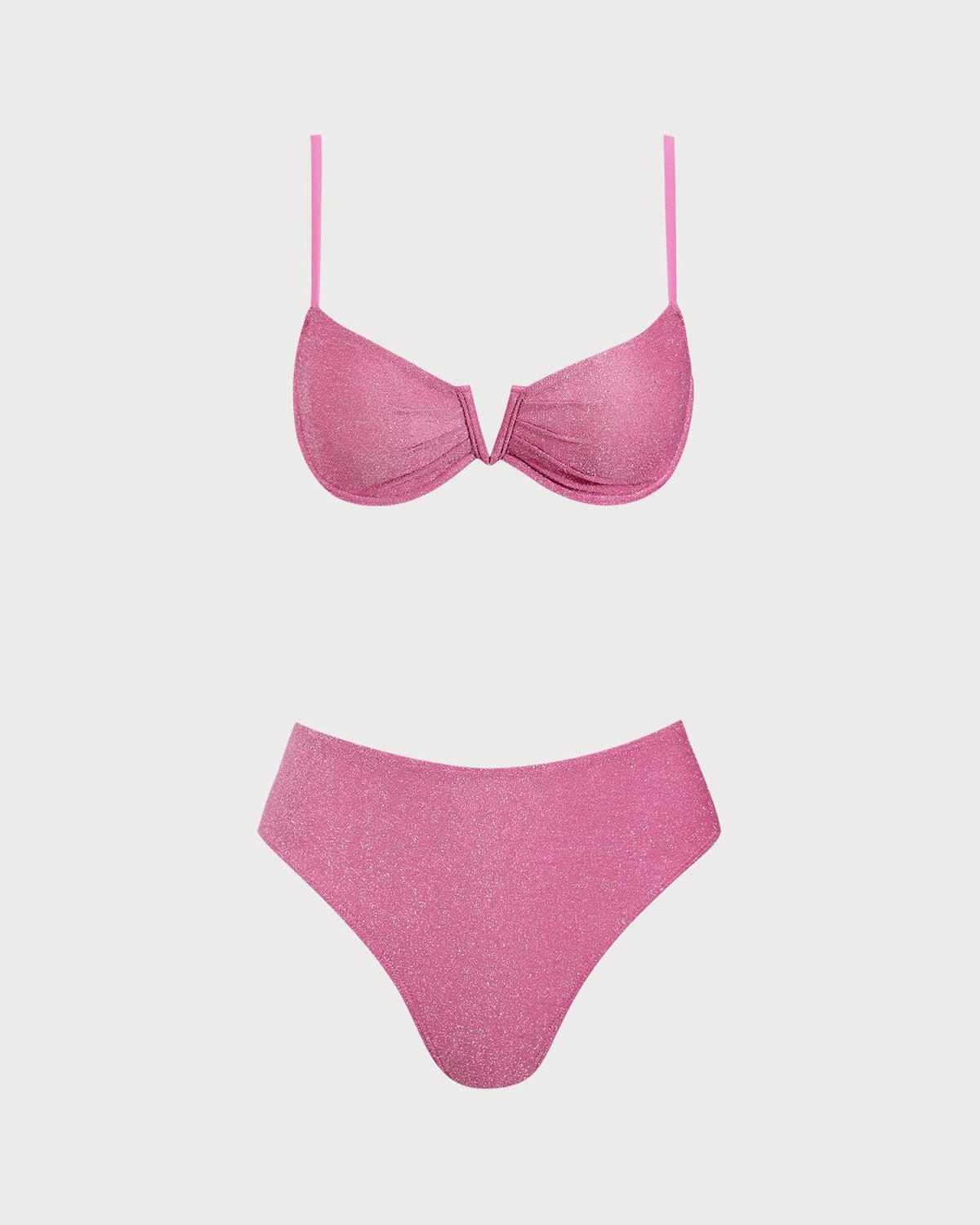 Pink Lurex Underwire Bikini Set Product Image