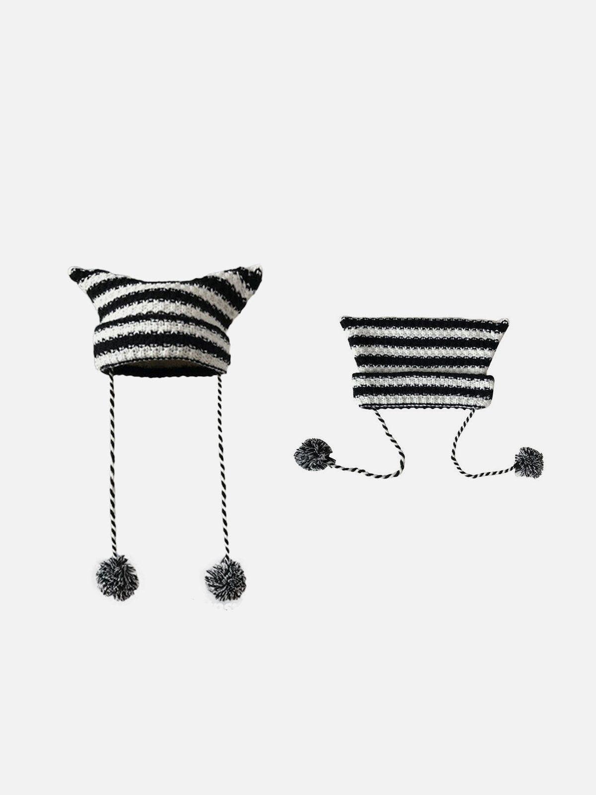 Striped Little Devil Cat Ear Hat Product Image