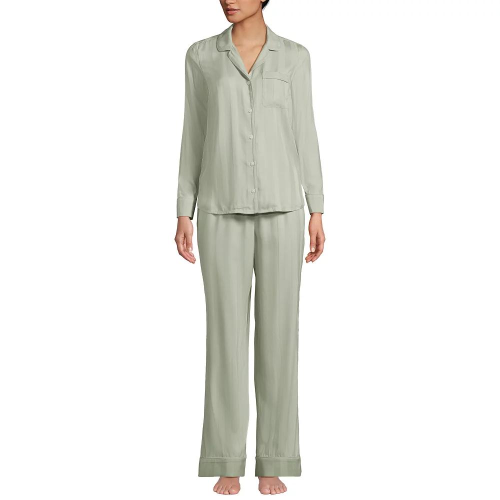 Women's Lands' End Shadow Stripe Pajama Top & Pajama Pants Set, Size: XL, Aegean Coast Product Image