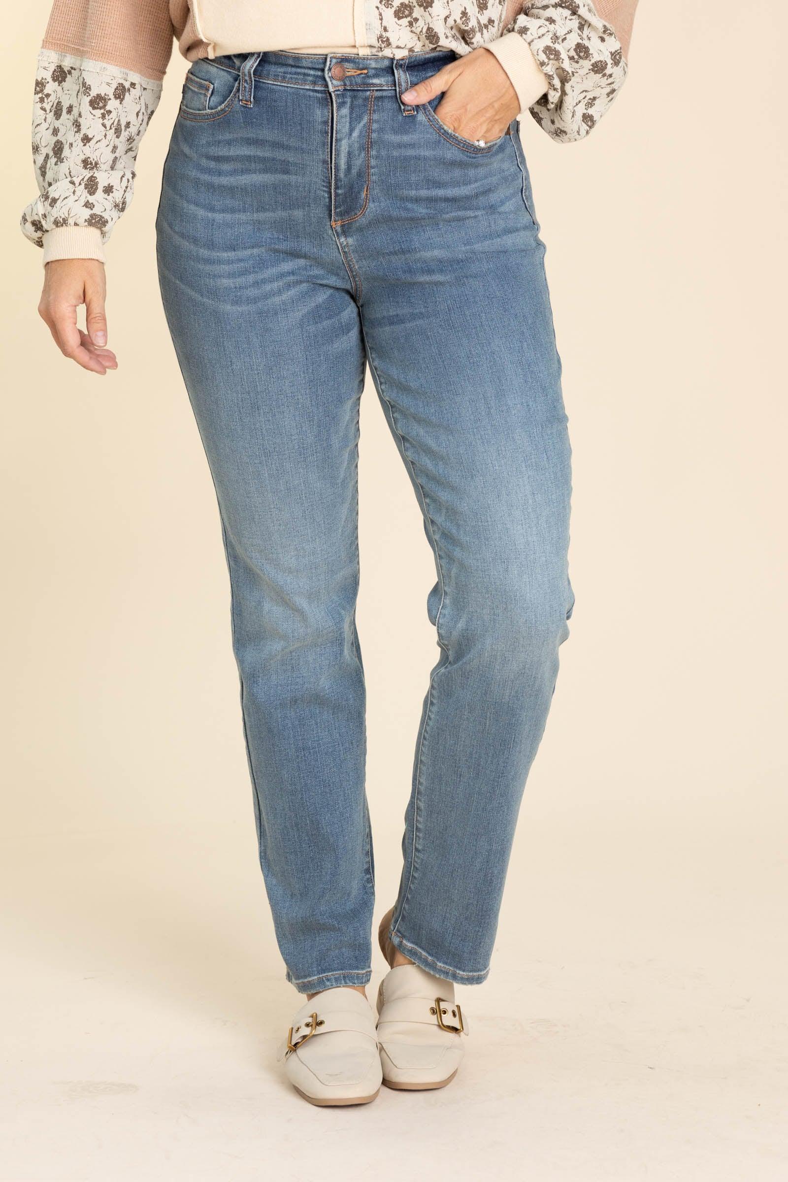Judy Blue Work It Med Wash Straight Leg Jeans Product Image