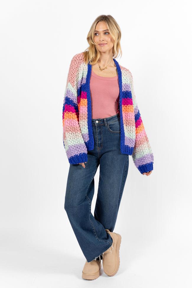 Forgot You Existed Navy Multi Striped Cardigan FINAL SALE Product Image