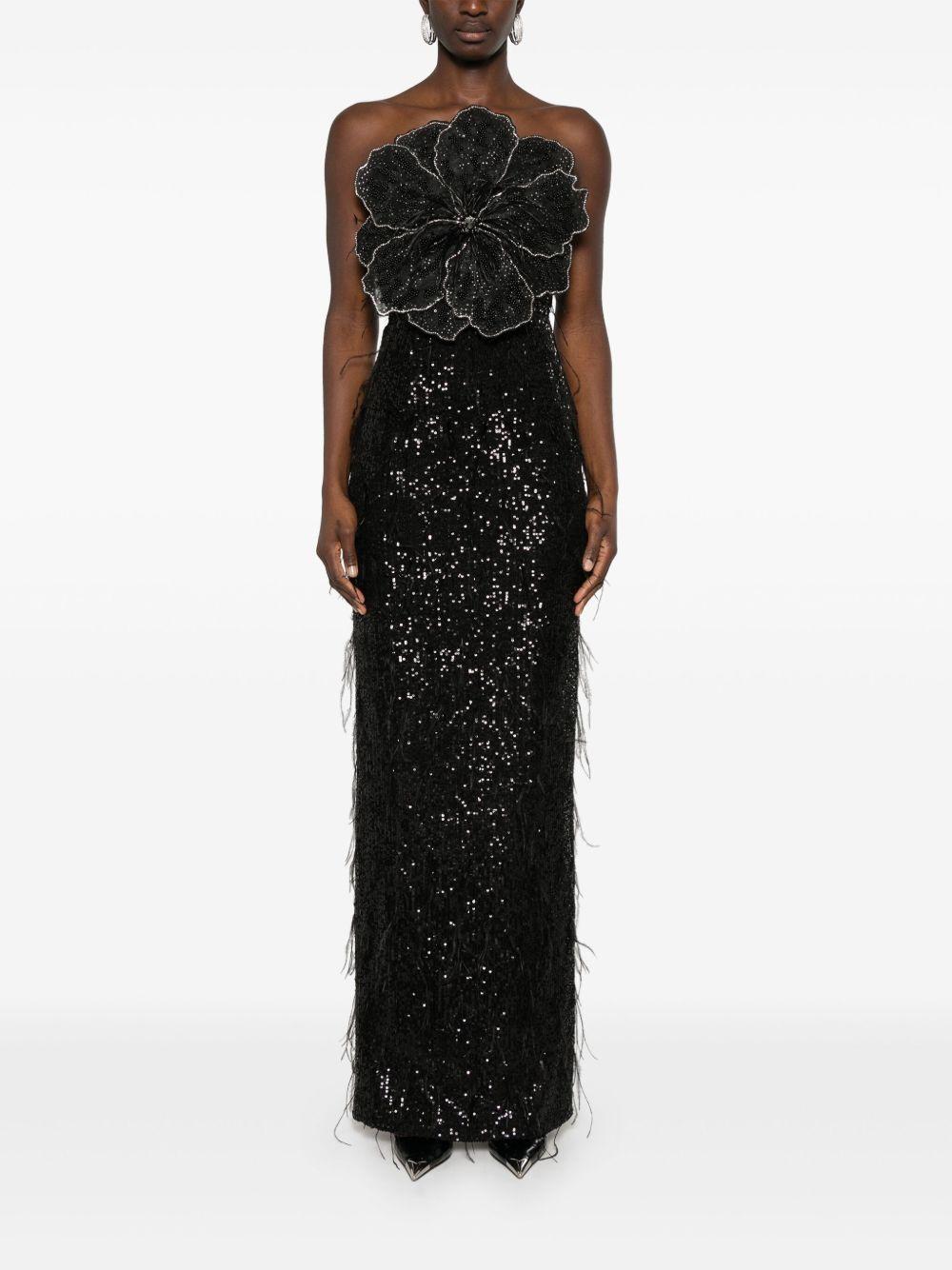 floral-appliqué sequined maxi dress Product Image